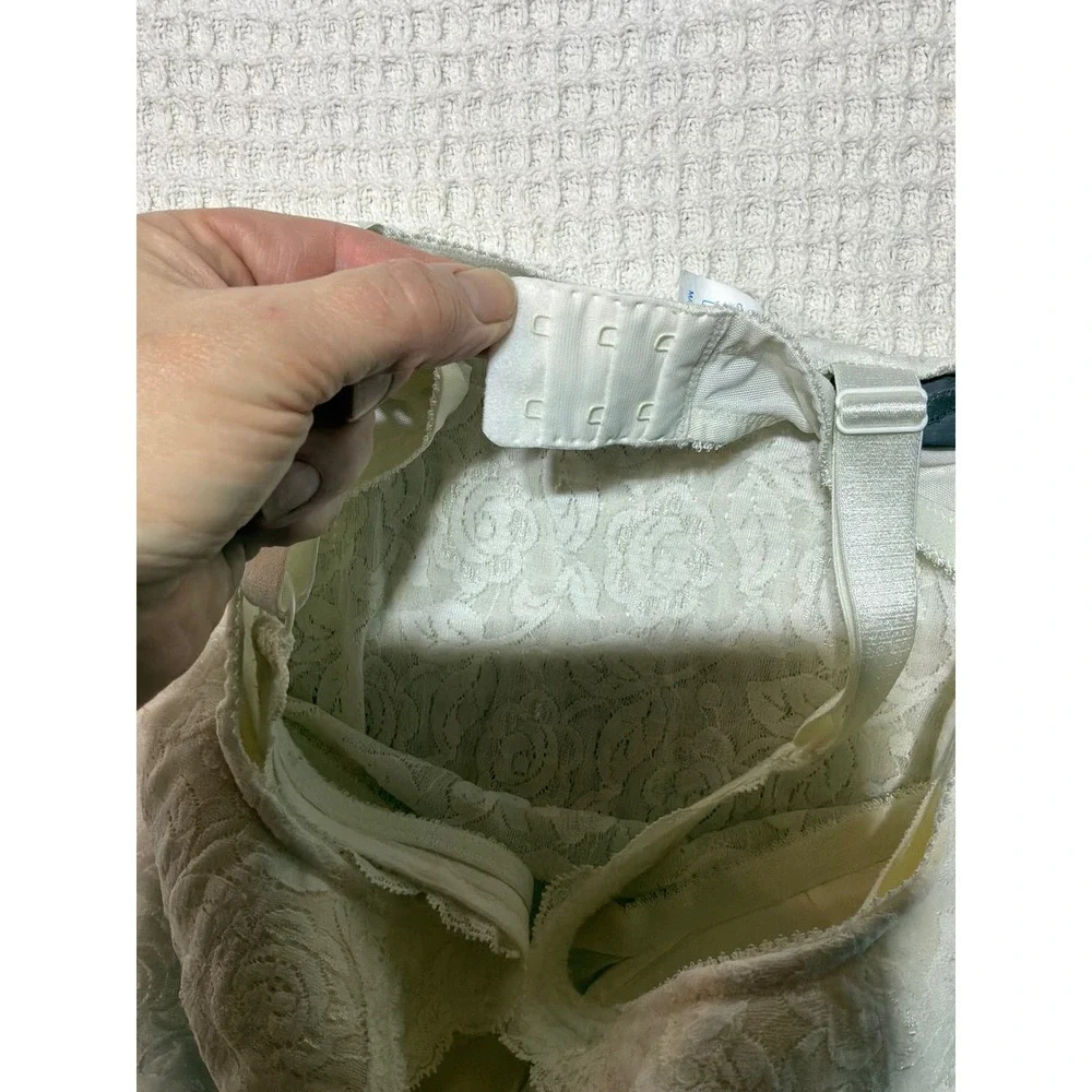 Classique Longline Bra Camisole Women 34B Ivory White Floral Lace 733 - Picture 5 of 6
